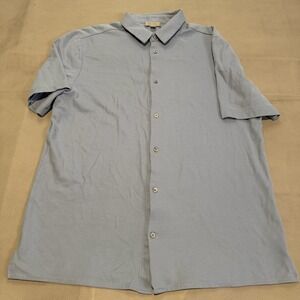 COS Men Short Sleeve Button Down Shirt Blue Cotton Old Money Minimalist-6919